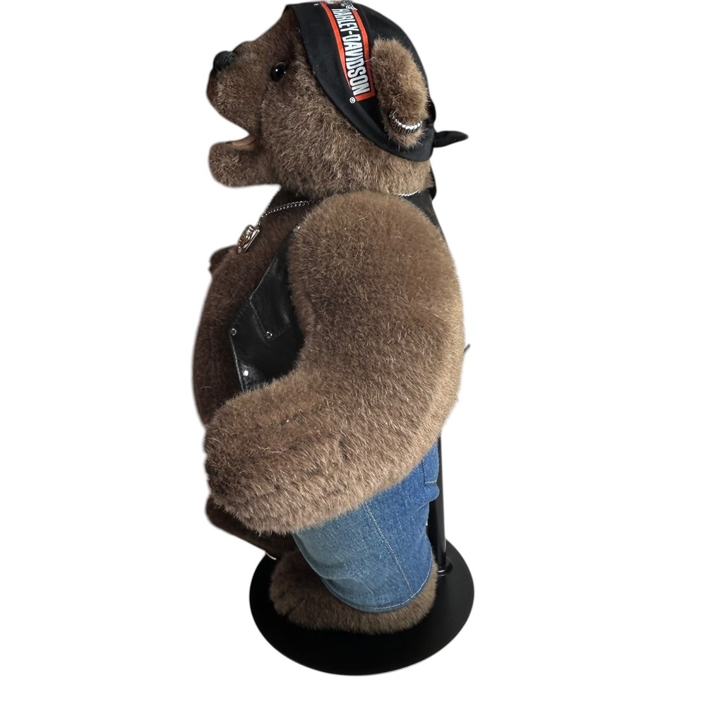 Franklin Mint Harley Davidson Plush Bear Biker Outfit Studded Vest Wallet Key - Picture 14 of 16